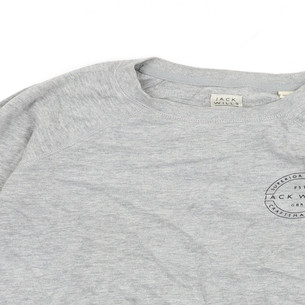 Jack Wills Womens Grey Cotton Pullover Sweatshirt Size 8 Pullover