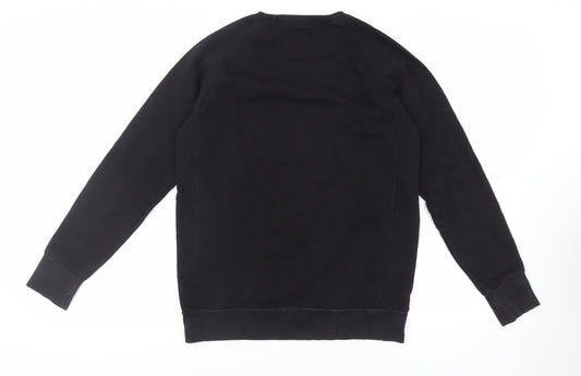 Smiley Mens Black Cotton Pullover Sweatshirt Size L
