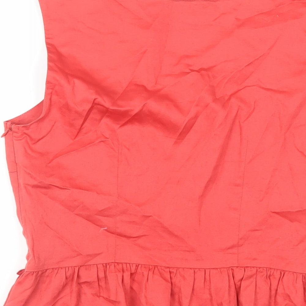 Therapy Womens Red Cotton Basic Tank Size 8 Boat Neck - Ruffle