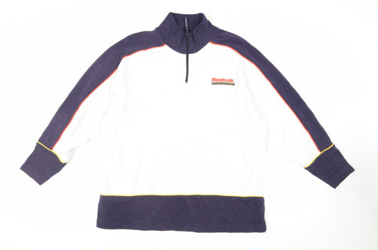 Reebok Mens White Polyester Pullover Sweatshirt Size M - Logo