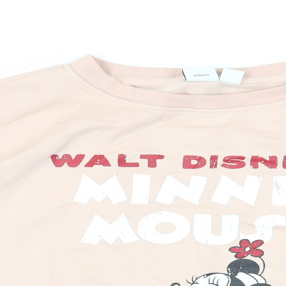 Disney Womens Pink Polyester Pullover Sweatshirt Size M Pullover - Minnie Mosue