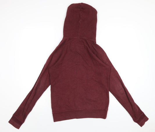 Jack Wills Womens Red Cotton Full Zip Hoodie Size 8 Zip