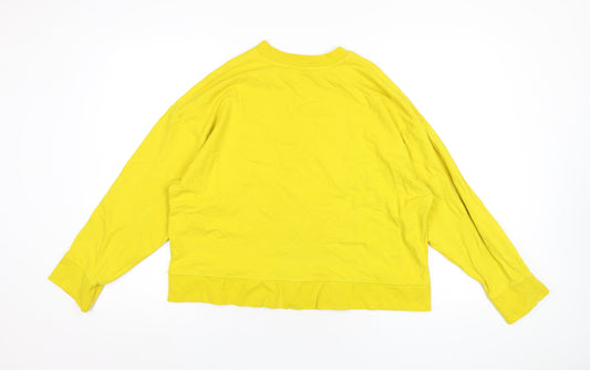 Oysho Womens Yellow Cotton Pullover Sweatshirt Size M Pullover