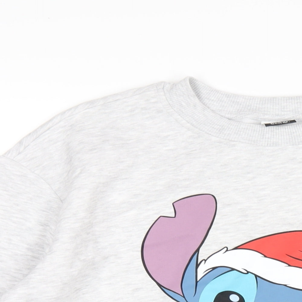 Disney Womens Green Cotton Pullover Sweatshirt Size 12 Pullover - Lilo & Stitch Christmas