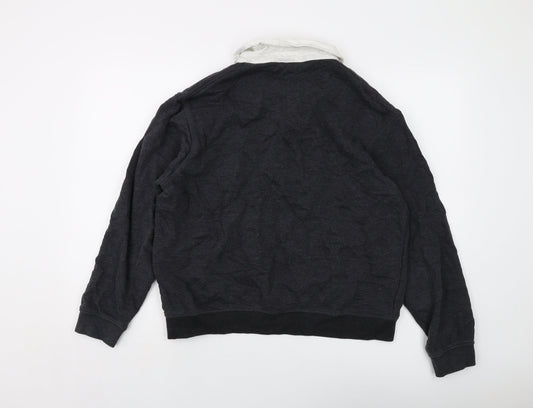 Zara Womens Grey Cotton Pullover Sweatshirt Size L Button