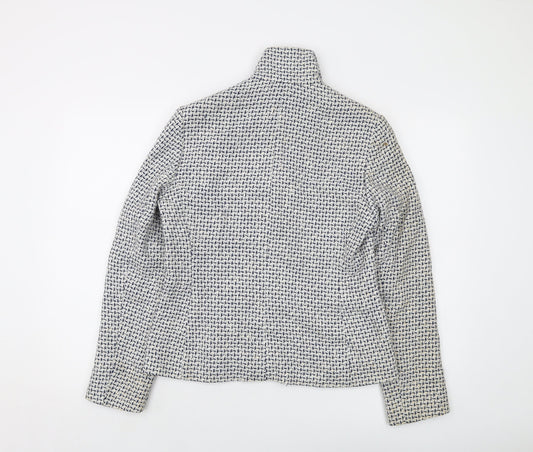 Marks and Spencer Womens Blue Geometric Jacket Size 10 Zip