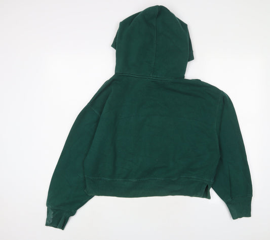 Zara Womens Green Cotton Pullover Hoodie Size S Pullover