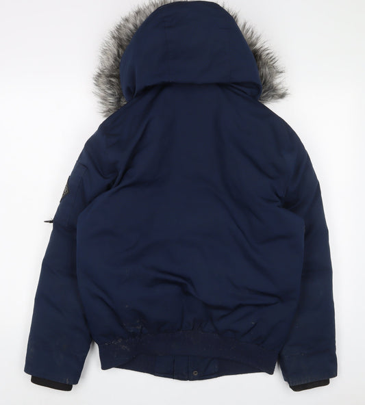 Hollister Mens Blue Bomber Jacket Jacket Size S Zip