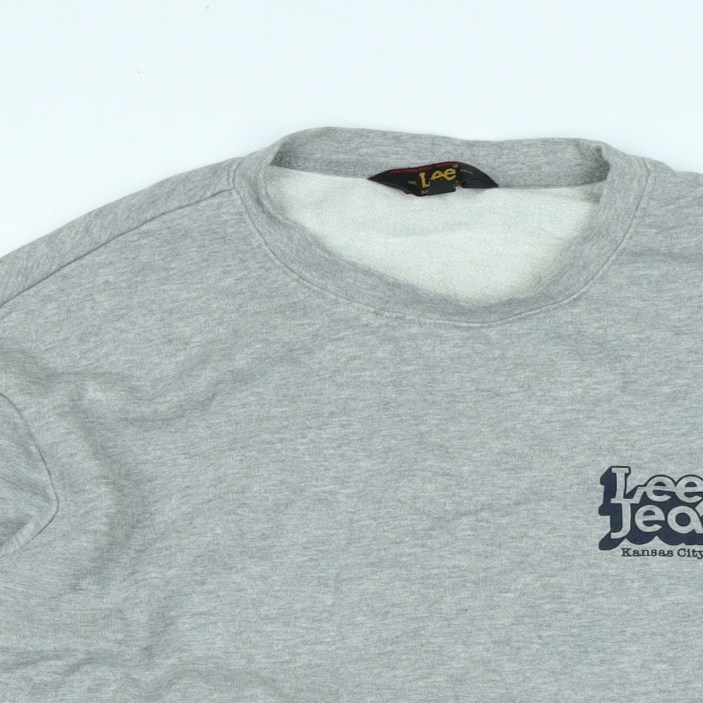 Lee Jeans Mens Grey Polyester Pullover Sweatshirt Size L - Logo