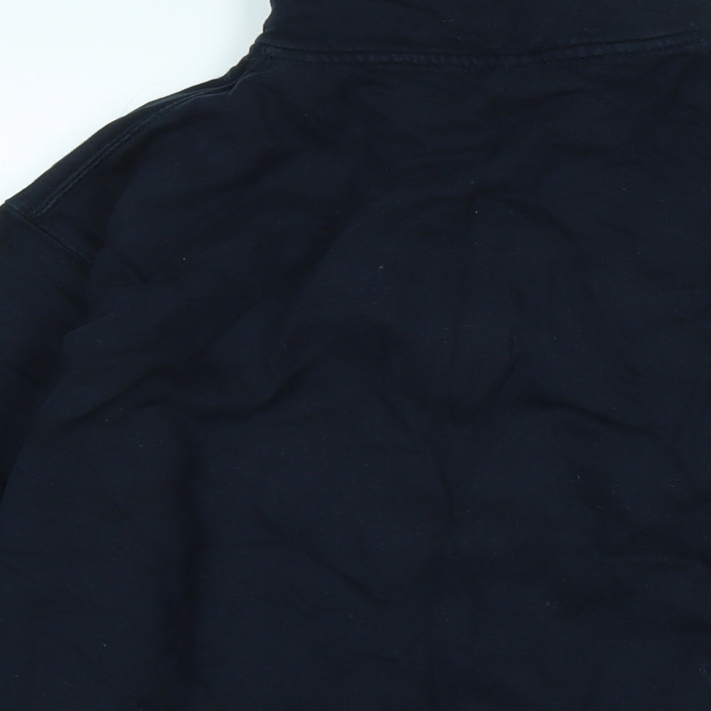 Brand and care label for Just Hoods men’s black polyester pullover sweatshirt, size M, - univerisity of nottingham