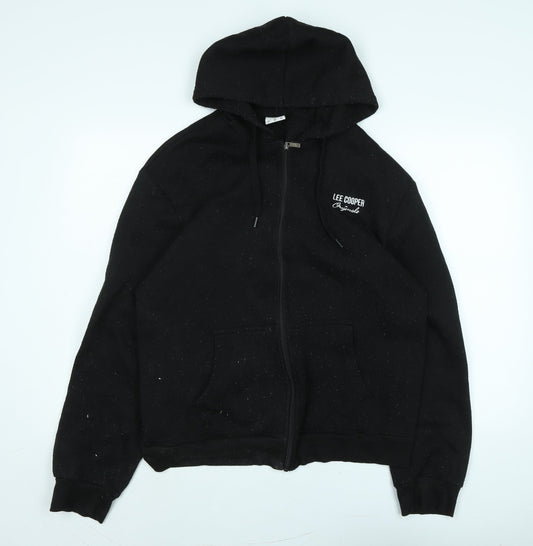 Additional front view of Lee Cooper men’s black jacket, size XL, zip - logo