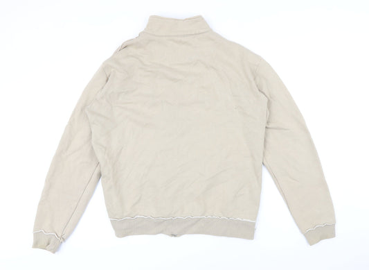 Fcuk Jeans Mens Beige Cotton Full Zip Sweatshirt Size M