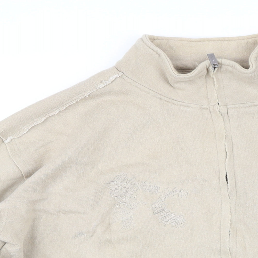 Fcuk Jeans Mens Beige Cotton Full Zip Sweatshirt Size M