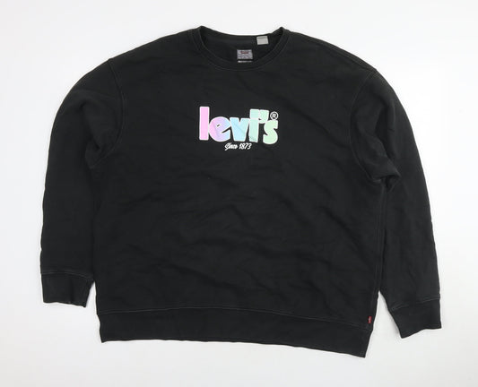 Levi's Mens Black Cotton Pullover Hoodie Size XL - Logo Unisex