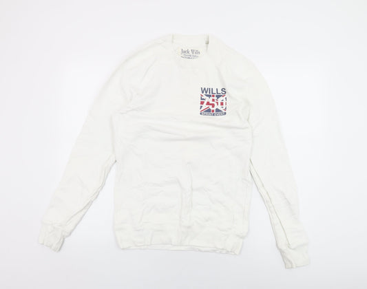 Jack Wills Mens White Cotton Pullover Sweatshirt Size XS