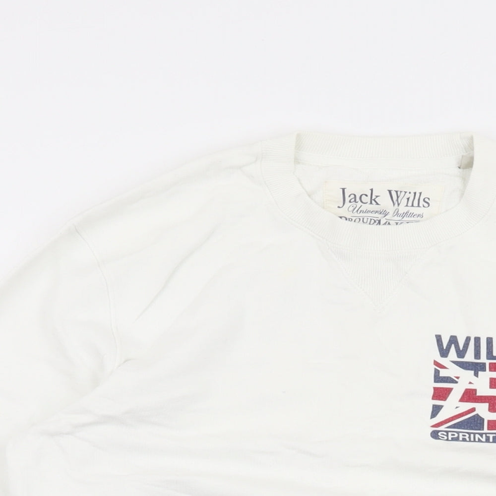 Jack Wills Mens White Cotton Pullover Sweatshirt Size XS