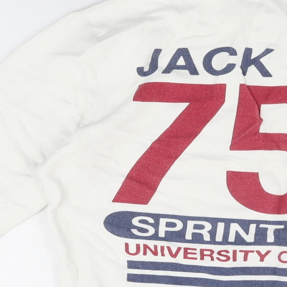 Jack Wills Mens White Cotton Pullover Sweatshirt Size XS