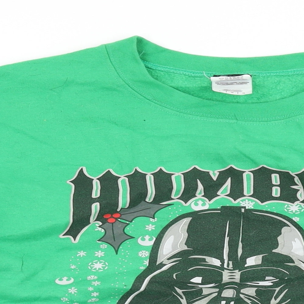 Star Wars Mens Green Cotton Pullover Sweatshirt Size L - Darth Vader, Christmas Jumper