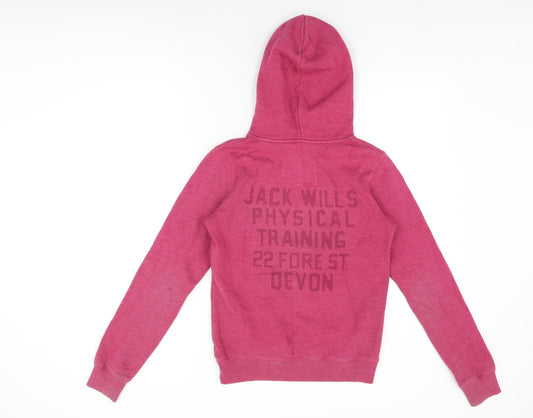 Jack Wills Womens Pink Cotton Pullover Hoodie Size 8 Pullover - Jack Wills Logo