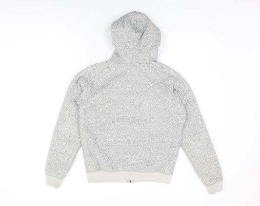 Jack Wills Womens Grey Cotton Full Zip Hoodie Size 6 Zip