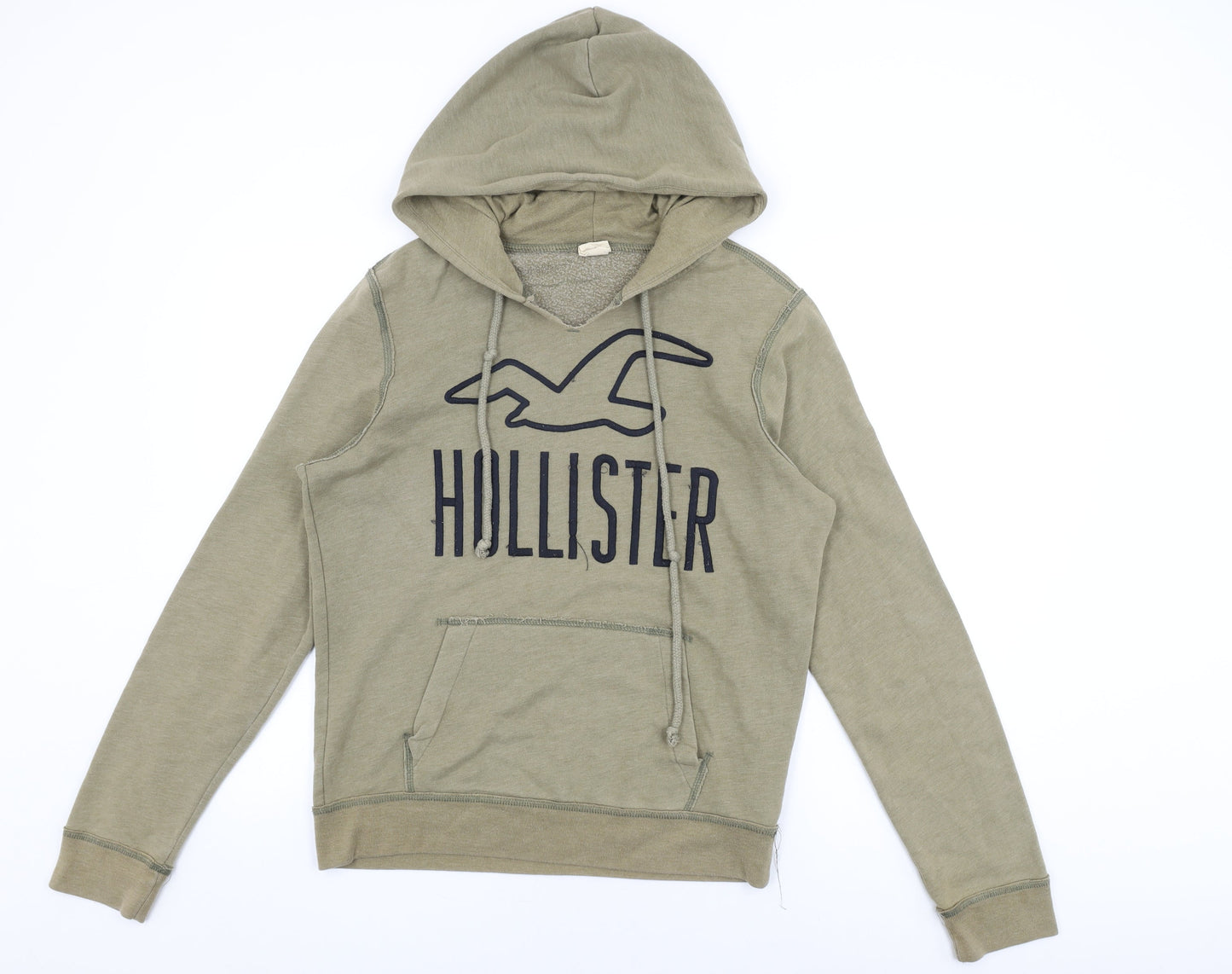Hollister Mens Green Cotton Pullover Hoodie Size S - Hollister Logo