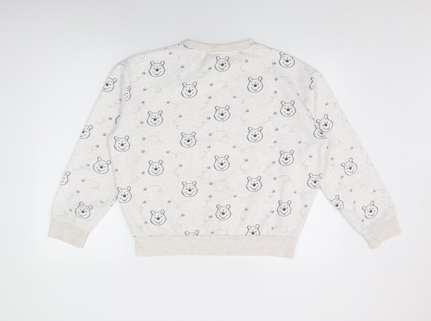 Disney Womens White Geometric Cotton Pullover Sweatshirt Size 10 Pullover - Winnie The Pooh Print