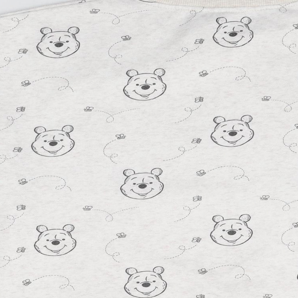 Disney Womens White Geometric Cotton Pullover Sweatshirt Size 10 Pullover - Winnie The Pooh Print