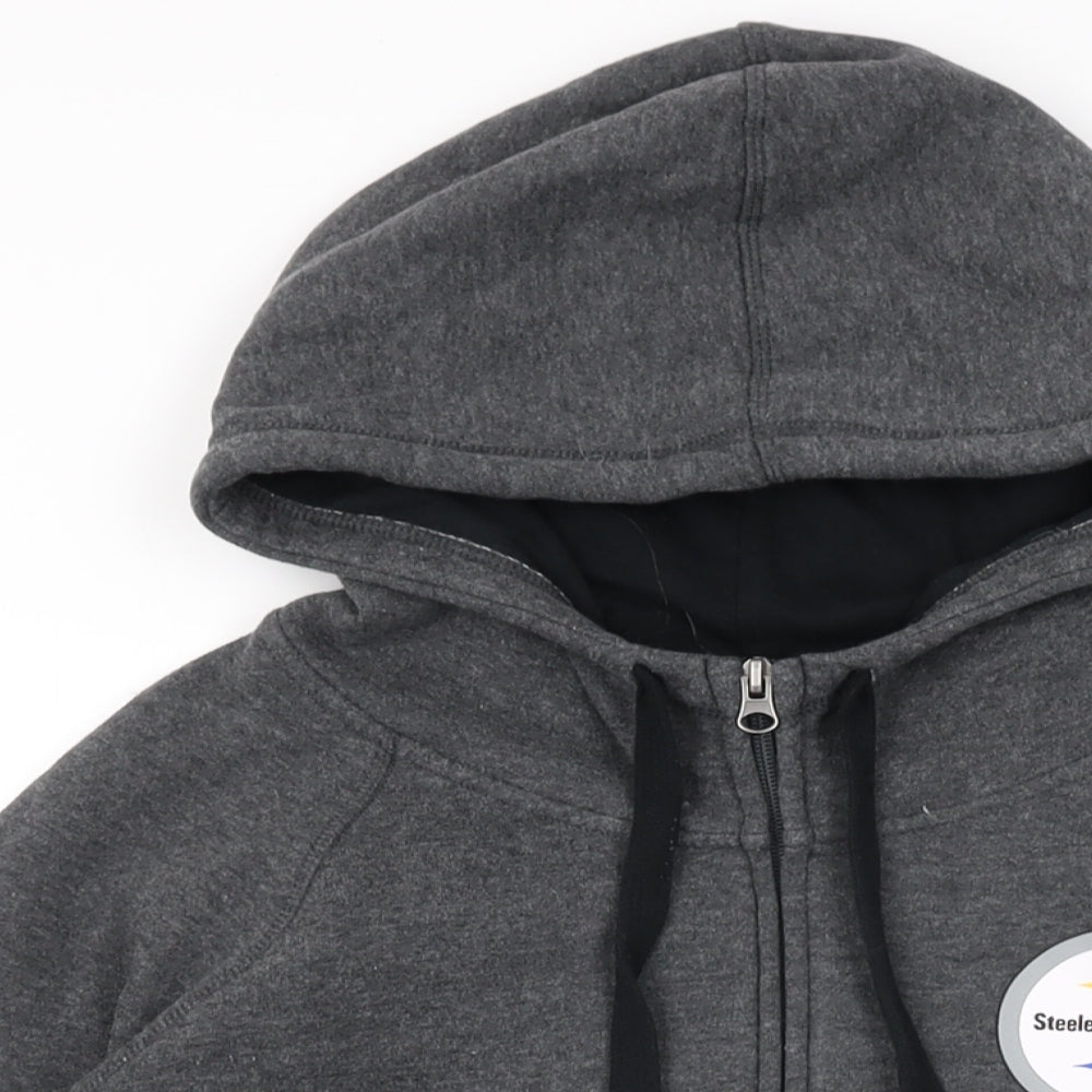 NFL Womens Grey Cotton Full Zip Hoodie Size L Zip - Steelers