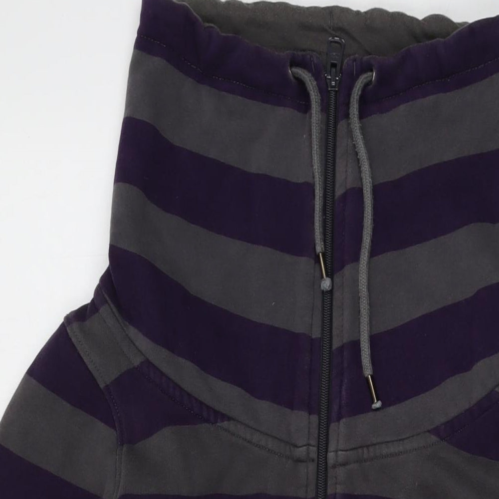 O'Neill Womens Grey Striped Cotton Full Zip Sweatshirt Size L Zip