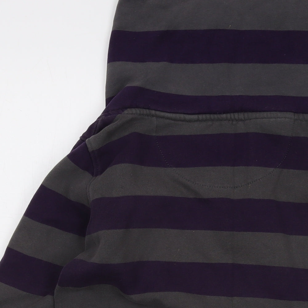 O'Neill Womens Grey Striped Cotton Full Zip Sweatshirt Size L Zip