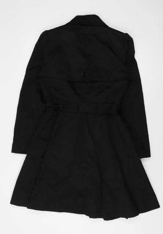H&M Womens Black Overcoat Coat Size 10 Button