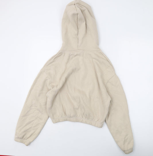 Zara Womens Beige Cotton Pullover Hoodie Size S Pullover