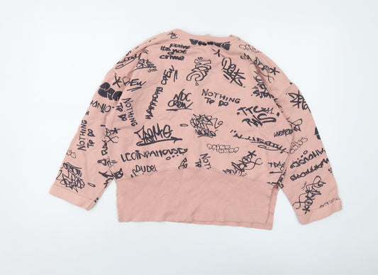 Zara Girls Pink Geometric Cotton Pullover Sweatshirt Size 9-10 Years Pullover