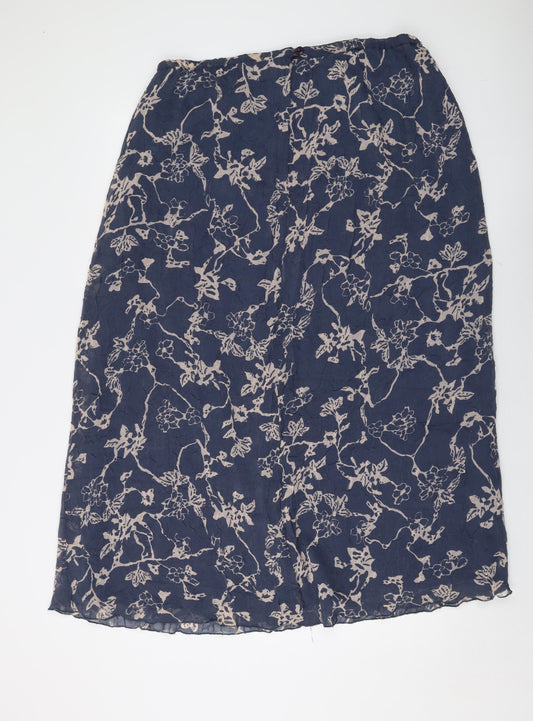 Adini Womens Blue Geometric Polyester A-Line Skirt Size 34 in Zip