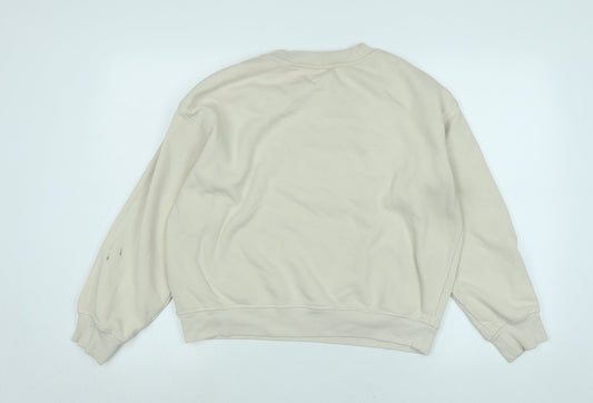 H&M Womens Beige Polyester Pullover Sweatshirt Size S