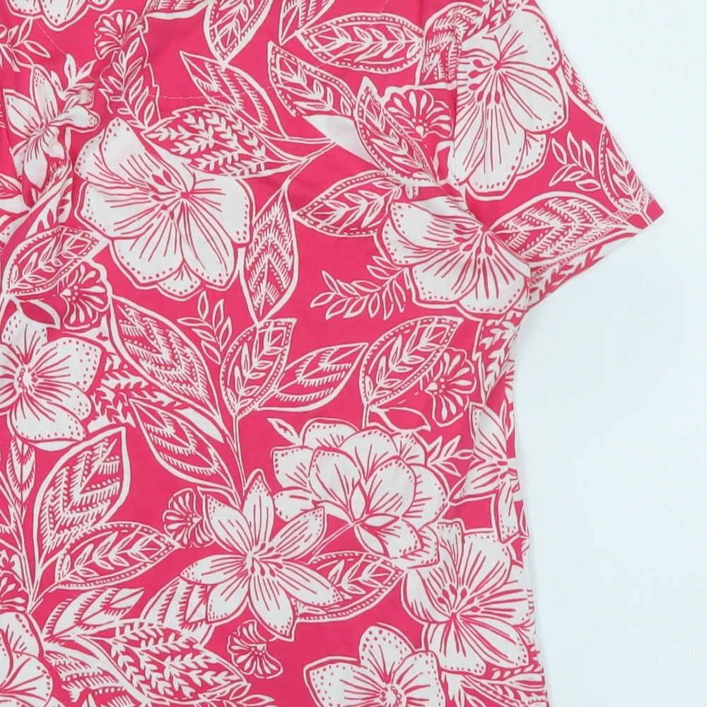 Marks and Spencer Womens Pink Cotton Basic T-Shirt Size 8 Scoop Neck