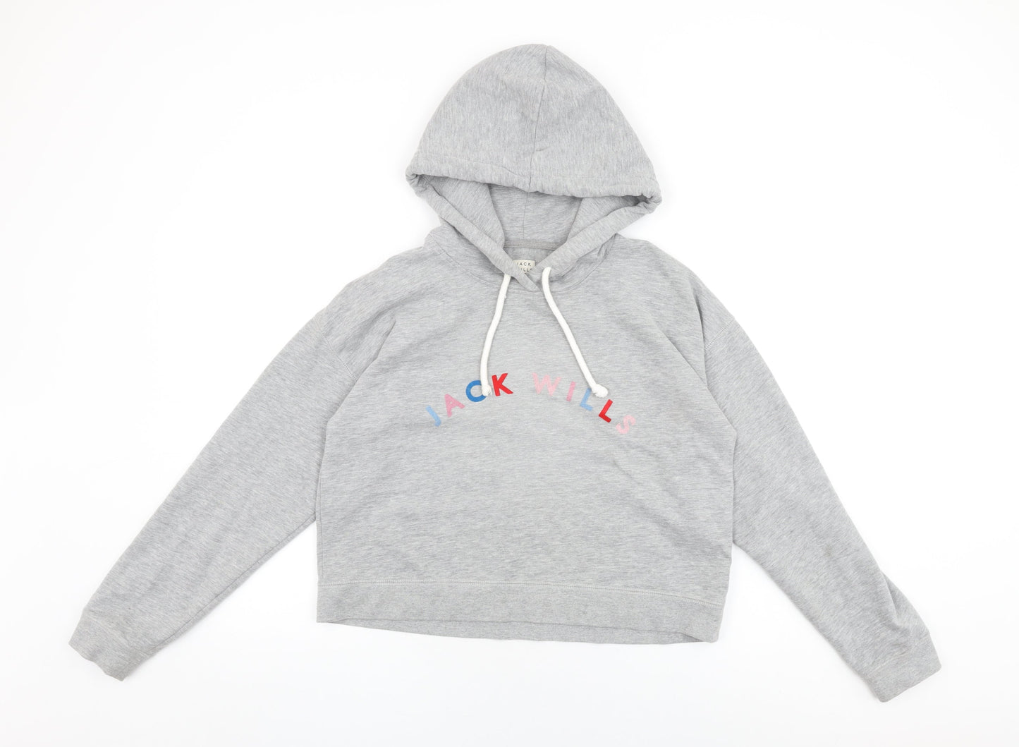 Jack Wills Womens Grey Cotton Pullover Hoodie Size 12 Pullover