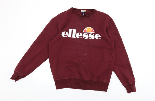 ellesse Mens Red Cotton Pullover Sweatshirt Size M