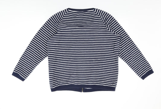 Jack Wills Womens Blue Striped Jacket Size 14 Zip