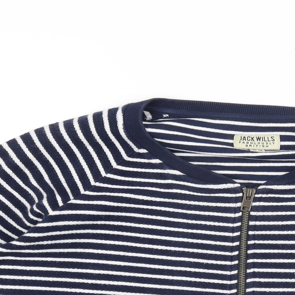 Jack Wills Womens Blue Striped Jacket Size 14 Zip