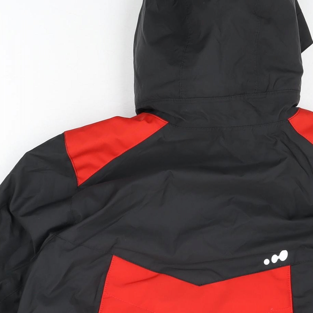 Brand and care label for Wed'ze boys’ red rain coat coat, size 10, years zip