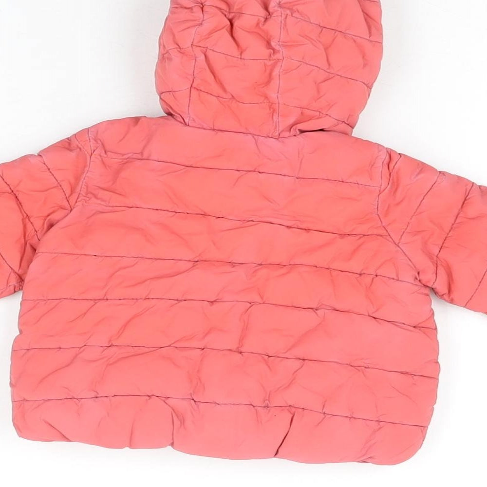 Brand and care label for Gap Baby Pink Puffer Jacket Coat, size 0-3, Months Zip
