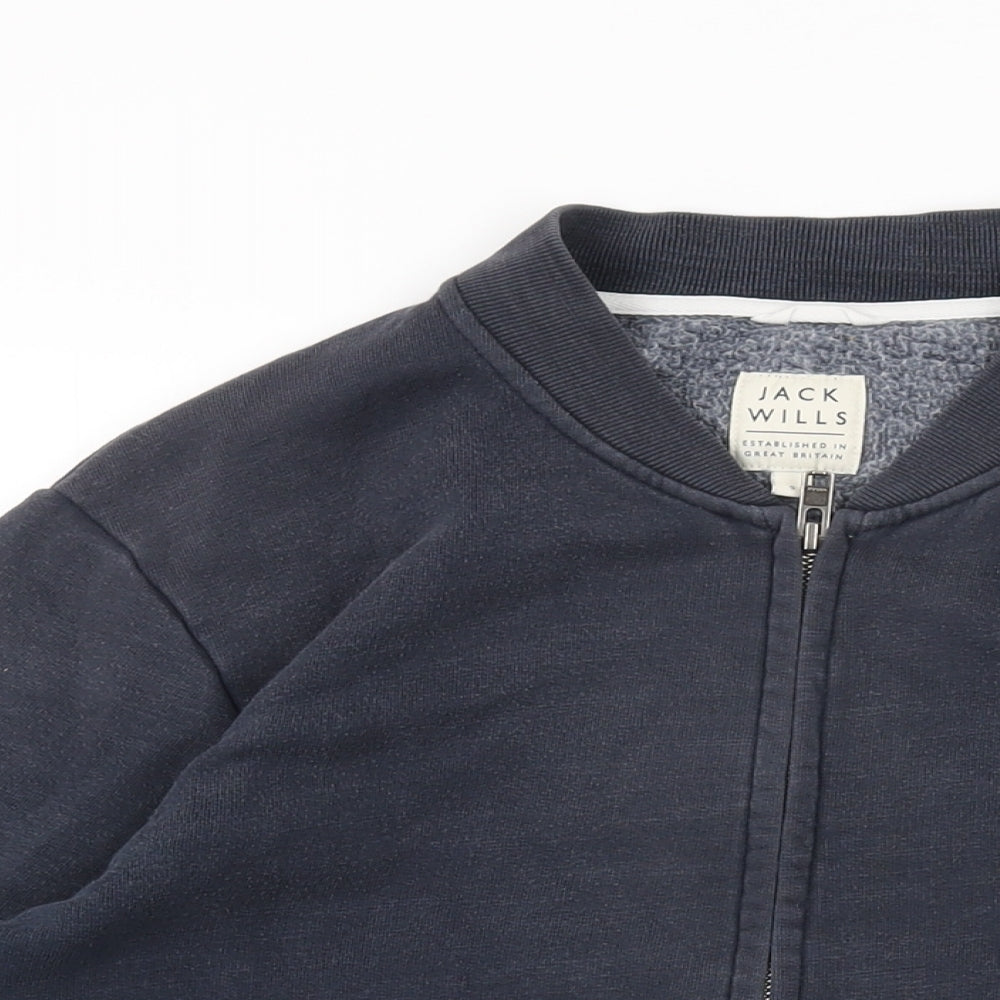 Jack Wills Mens Blue Cotton Full Zip Sweatshirt Size S