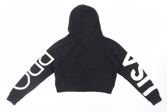 USA Pro Womens Black Cotton Pullover Hoodie Size 8 Pullover