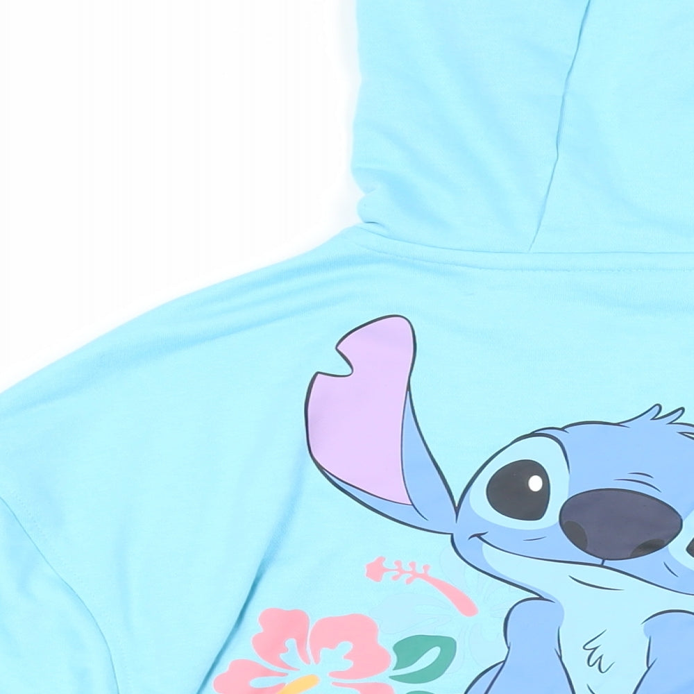Disney Womens Blue Polyester Full Zip Hoodie Size M Zip - Stich