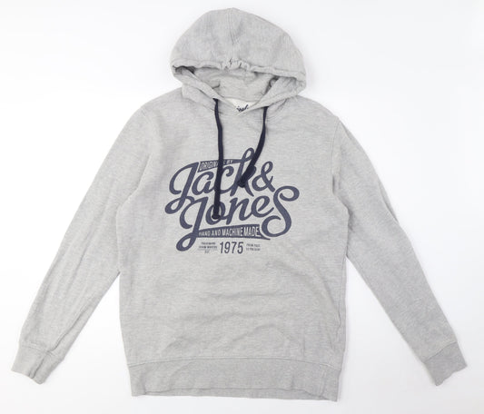 Jack & Jones Grey Pullover Hoodie M Unisex Adults
