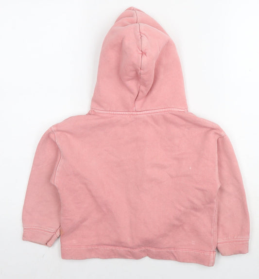 Zara Girls Pink Cotton Pullover Hoodie Size 6 Years Pullover
