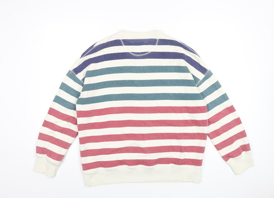 LEON & HARPER Womens Multicoloured Striped Cotton Pullover Sweatshirt Size XS Pullover