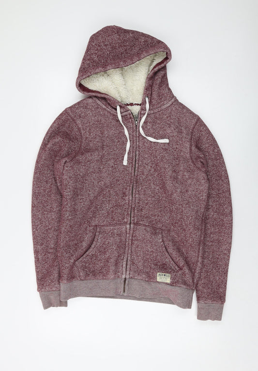 Jack Wills Womens Red Cotton Full Zip Hoodie Size 10 Zip