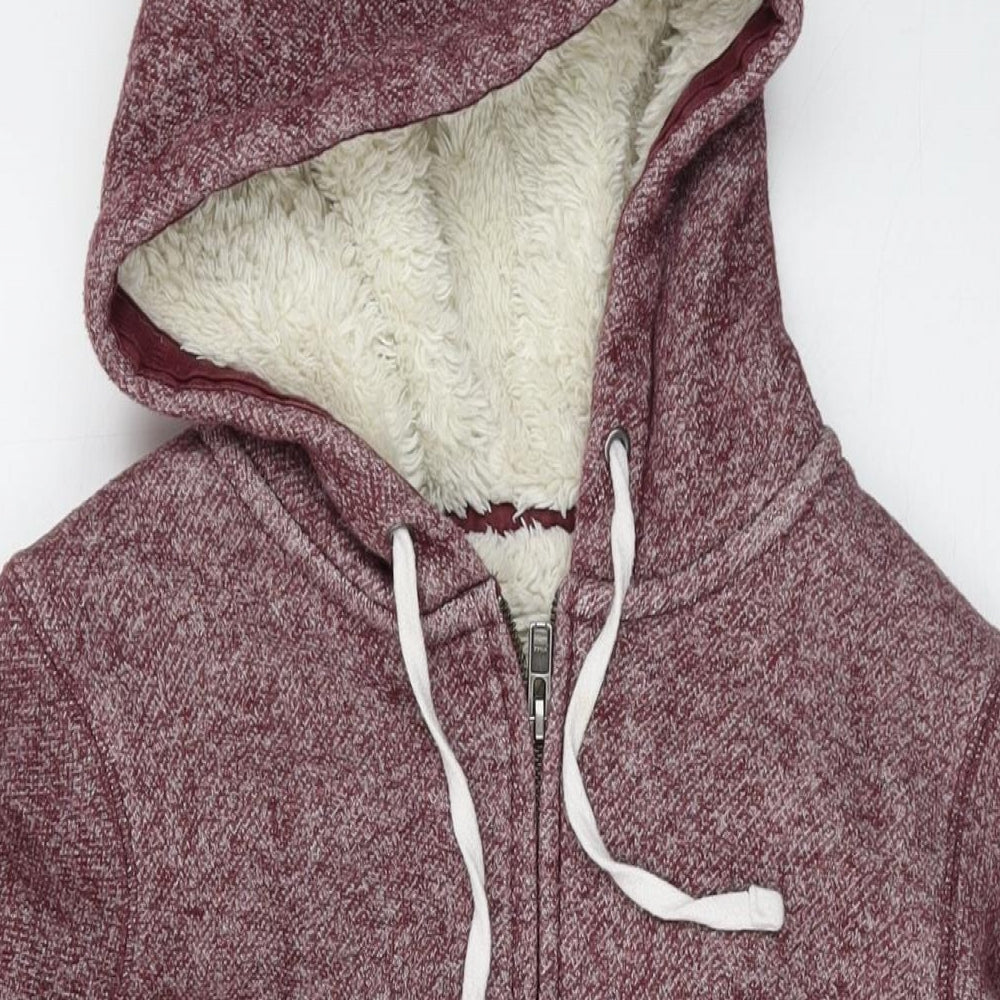 Jack Wills Womens Red Cotton Full Zip Hoodie Size 10 Zip